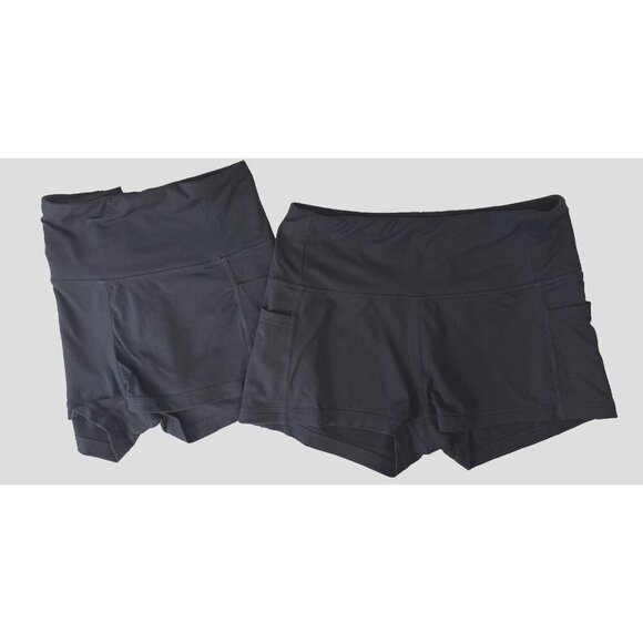 Baleaf Black Gym Shorts Set M 2-Pack Athletic Cheer Briefs w/ Phone Pocket - Picture 2 of 11